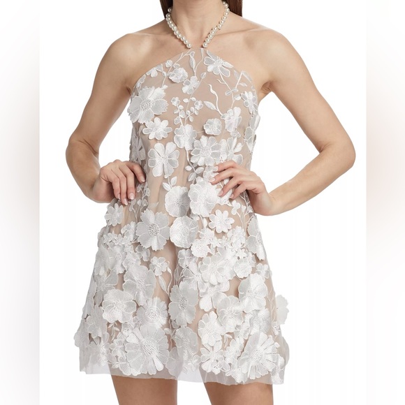 NWT ELLIATT Callista Floral Lace Minidress White and Nude Size Small - Picture 10 of 14